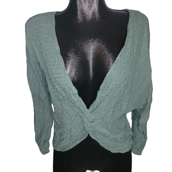 Umgee Leaf Green Textured Long Sleeve  Cardigan S - Picture 1 of 7